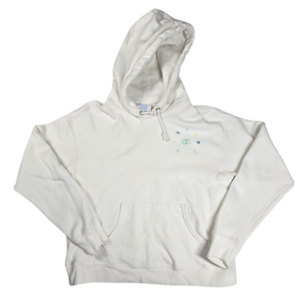 Champion Vintage Reverse Weave Ladies Medium M White Hoodie Pullover Women‎
